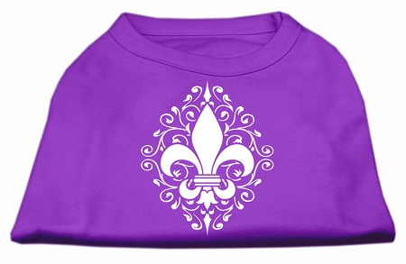 Henna Fleur De Lis Screen Print Shirt Purple Lg